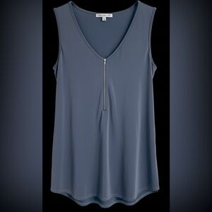 Green Envelope Los Angeles Zip-Front Sleeveless Top – XL – Grey